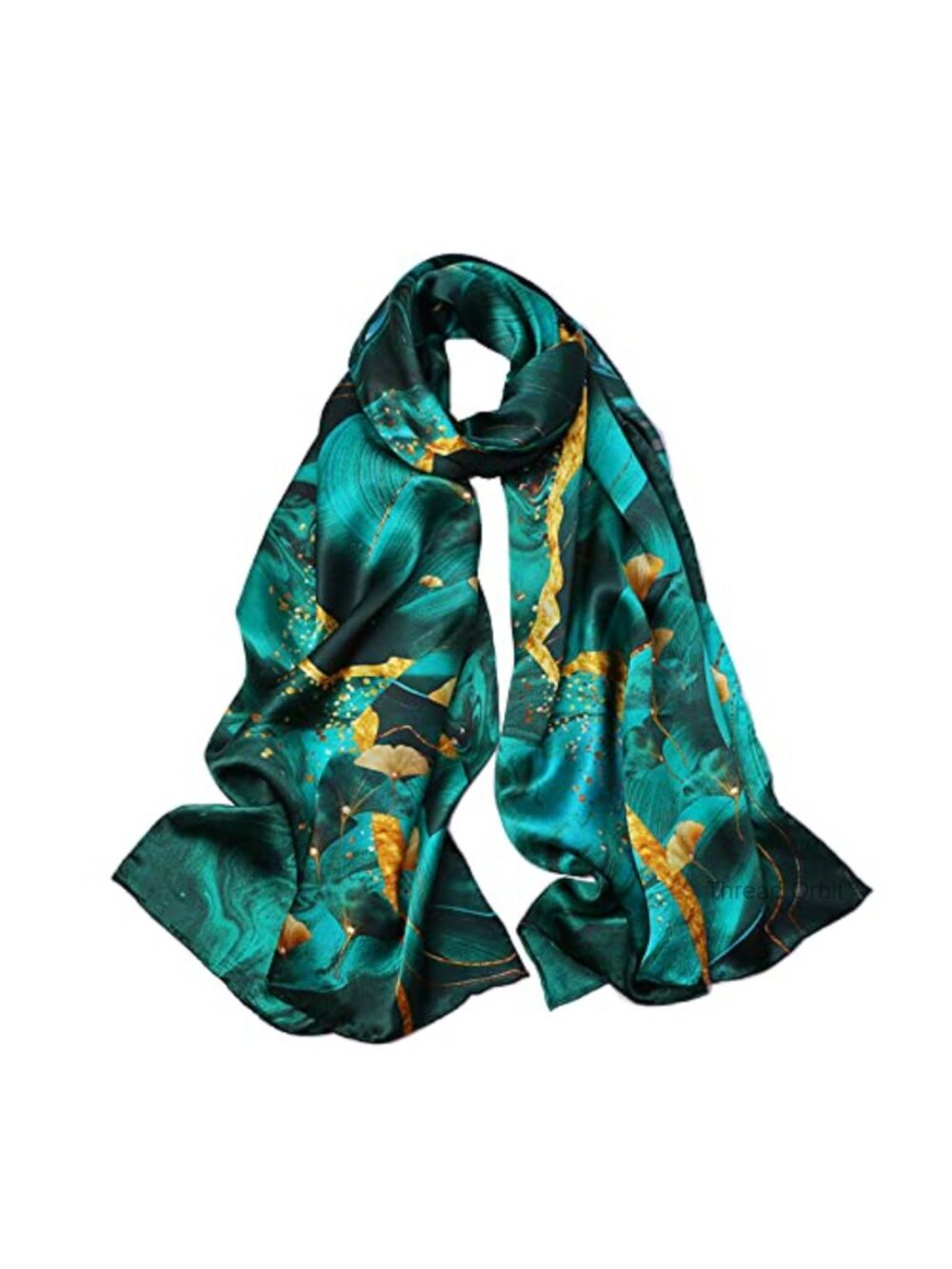 100% Mulberry Silk Long Scarf Floral Print Women's Wrap
